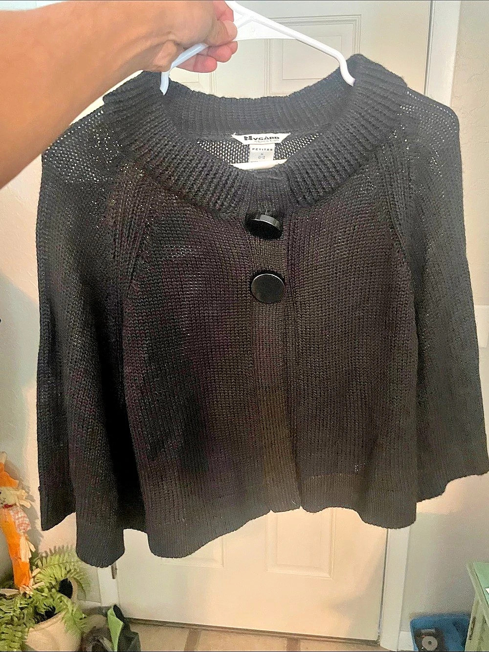 Nygard Collection Petites Black Button-Front Knit Sweater Medium, Like New